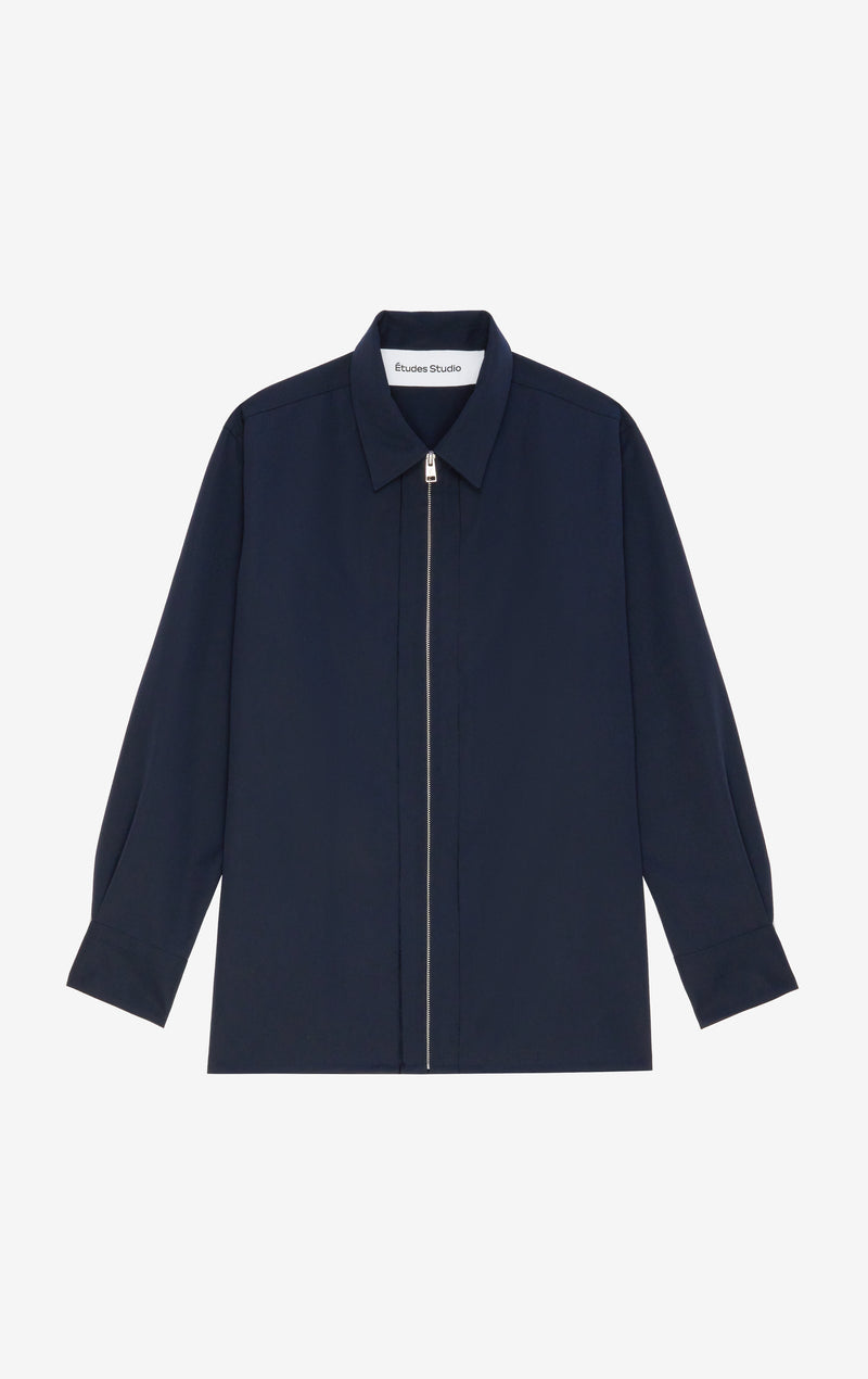ETUDES STUDIO WOOL ZIPPED OVERSHIRT NAVY 1