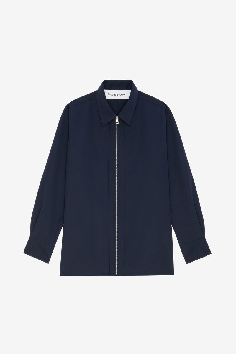 WOOL ZIPPED OVERSHIRT NAVY NAVY 1