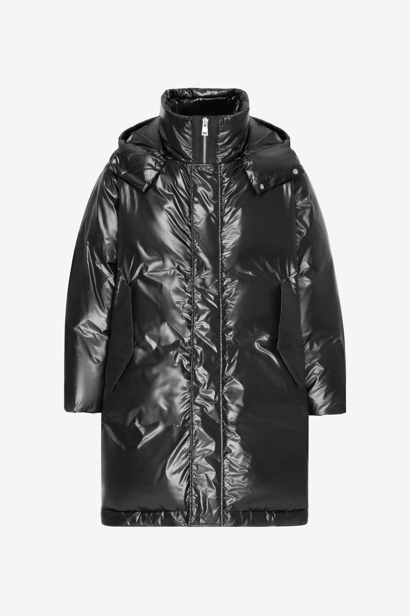 LONG DOWN PARKA SHINY BLACK NOIR 1