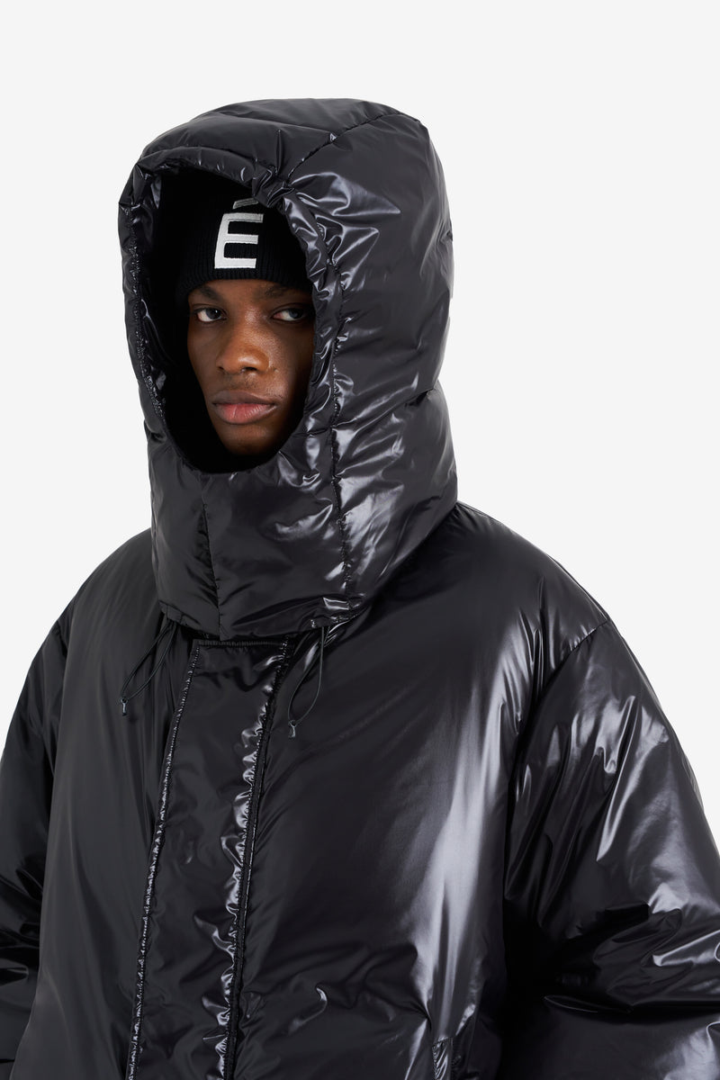 LONG DOWN PARKA SHINY BLACK NOIR 5