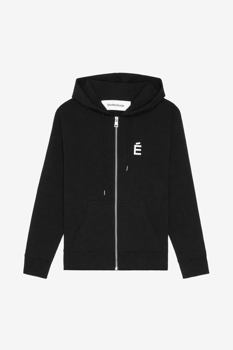 REGULAR ZIP HOODIE É BLACK BLACK 1
