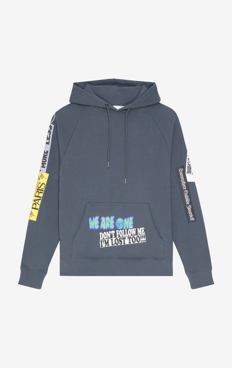 ETUDES STUDIO LOOSE HOODIE STICKERS DK GREY 1