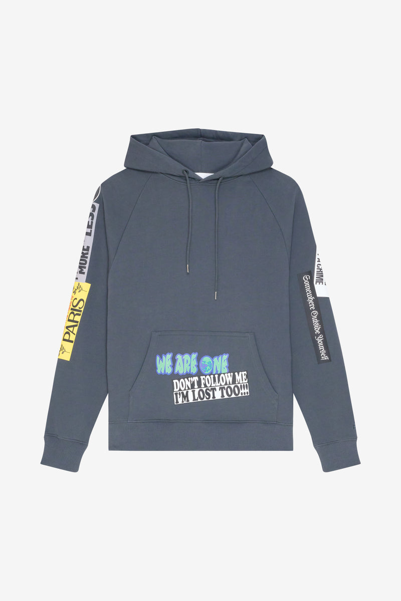 LOOSE HOODIE STICKERS DARK GREY ANTHRACITE 1