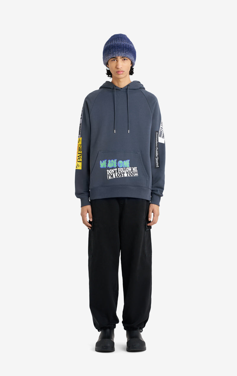 ETUDES STUDIO LOOSE HOODIE STICKERS DK GREY 2