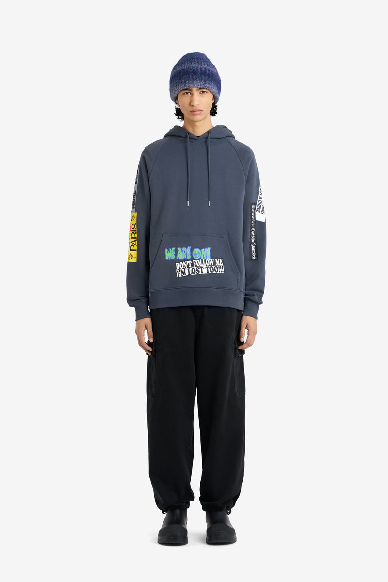LOOSE HOODIE STICKERS DARK GREY ANTHRACITE 2
