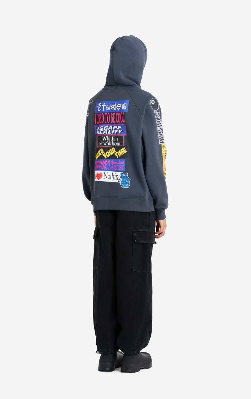 ETUDES STUDIO LOOSE HOODIE STICKERS DK GREY 3
