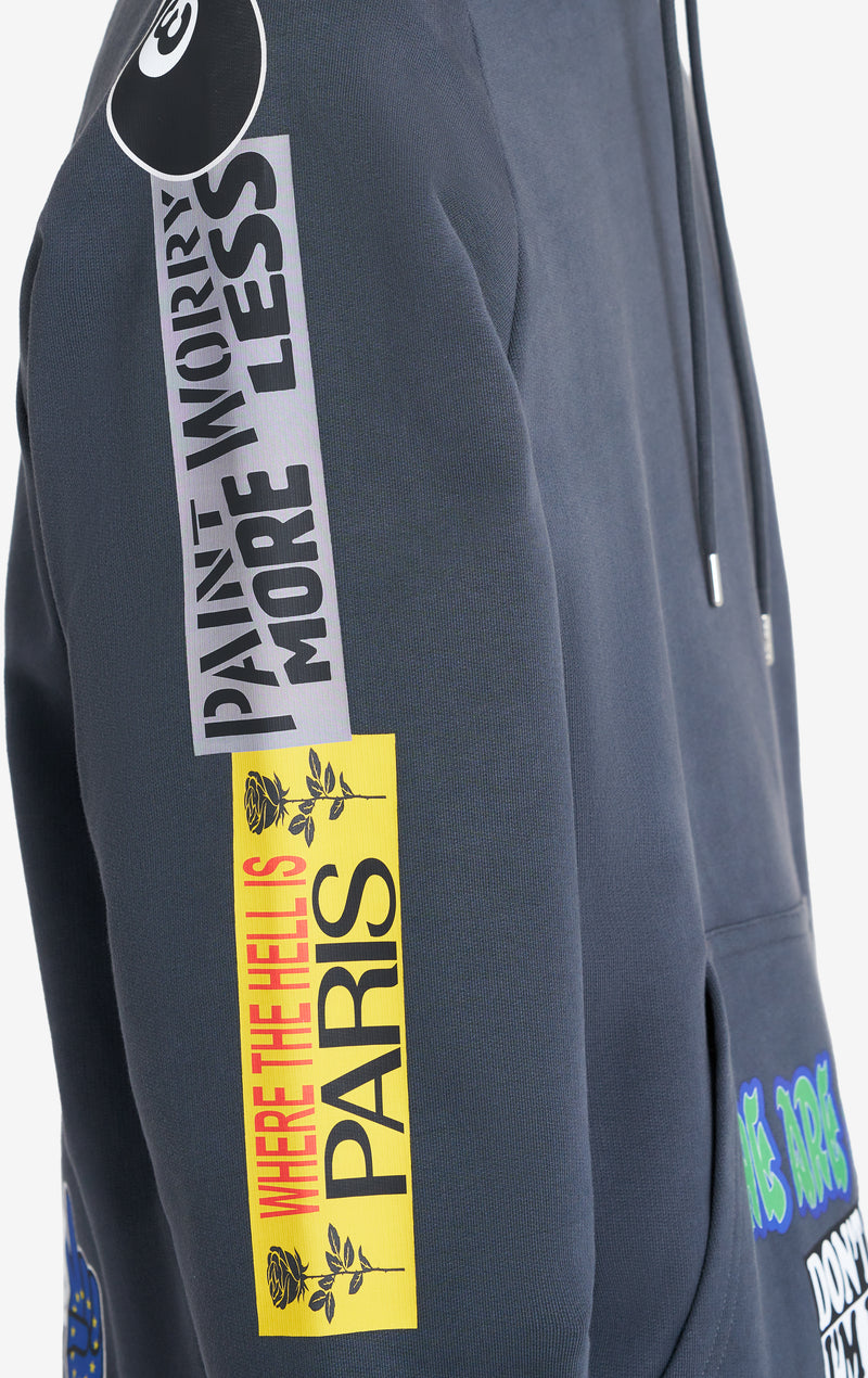 ETUDES STUDIO LOOSE HOODIE STICKERS DK GREY 4