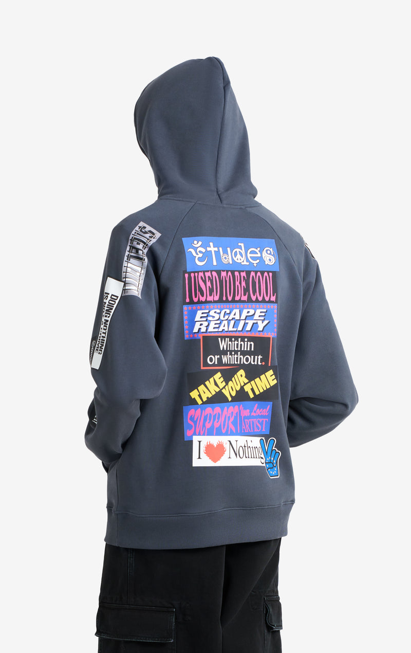 ETUDES STUDIO LOOSE HOODIE STICKERS DK GREY 5