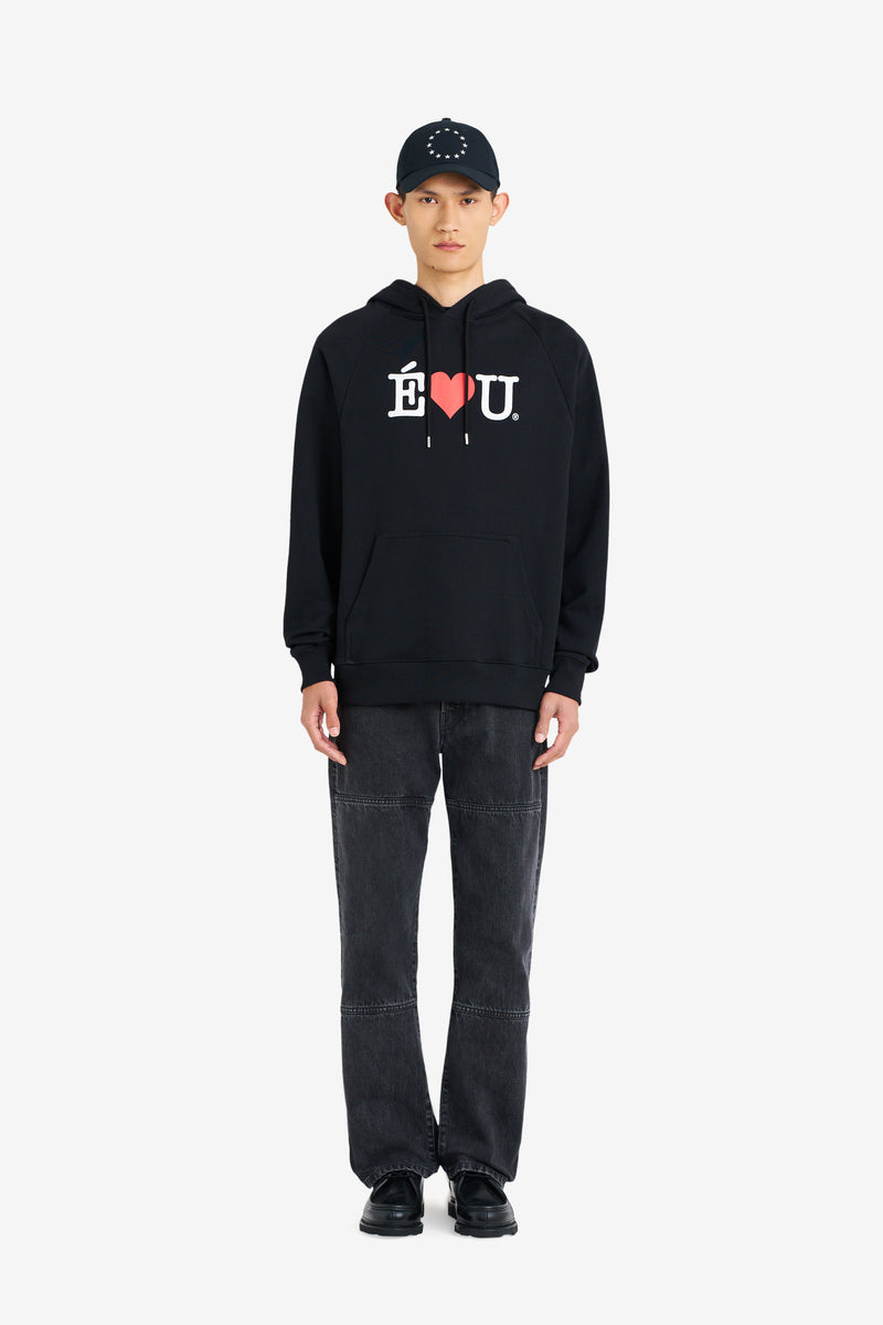 LOOSE HOODIE É L U BLACK BLACK 2