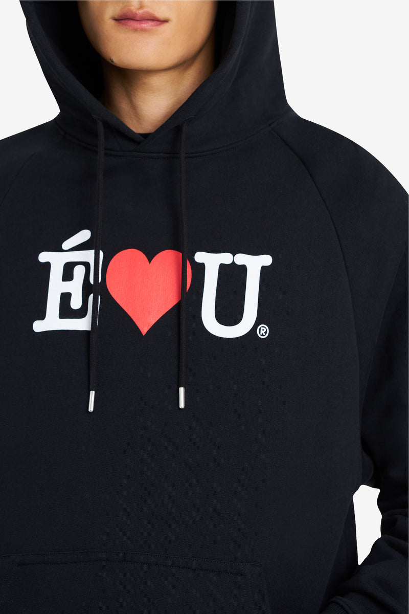 LOOSE HOODIE É L U BLACK BLACK 4
