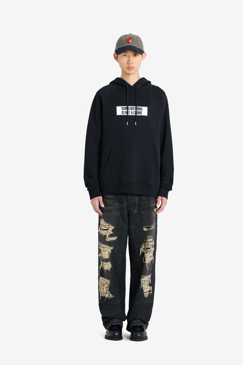 LOOSE HOODIE NOT A CRIME BLACK BLACK 2