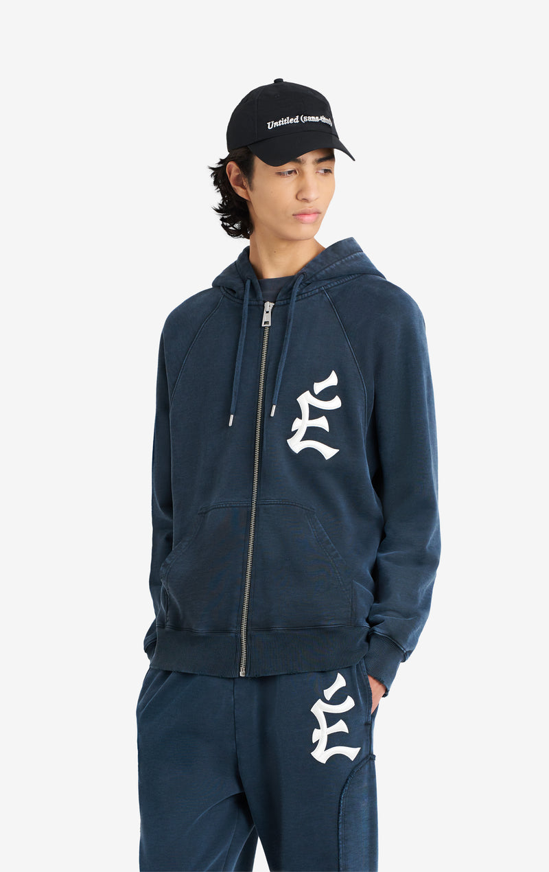ETUDES STUDIO LOOSE ZIPPED HOODIE EMB NAVY 3