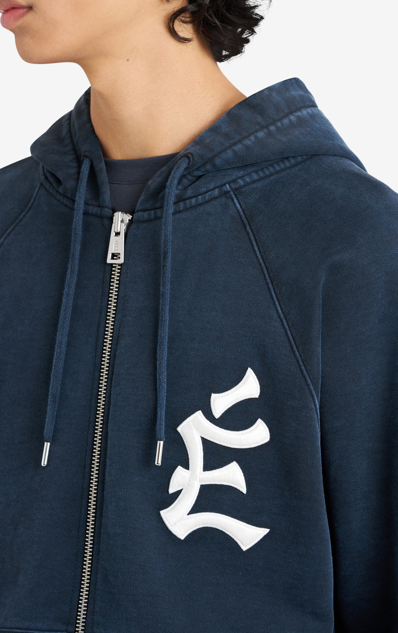 ETUDES STUDIO LOOSE ZIPPED HOODIE EMB NAVY 4