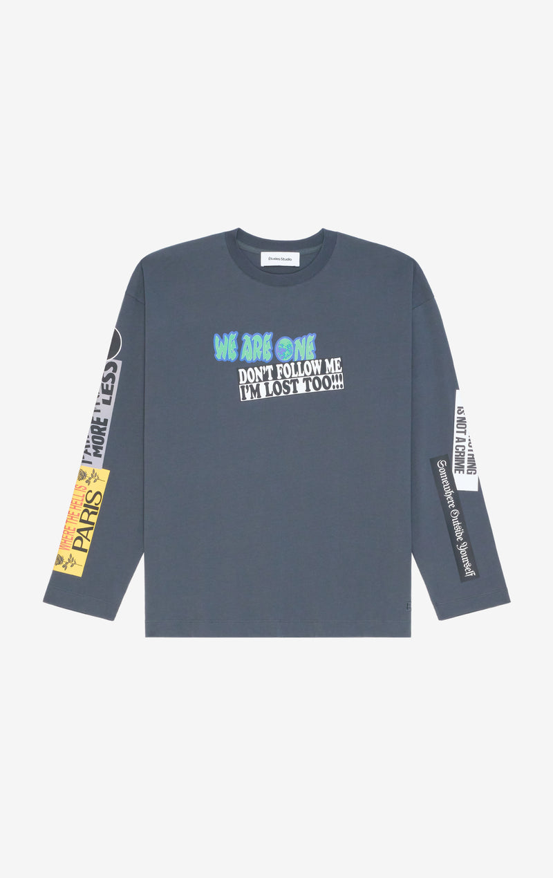 ETUDES STUDIO RELAX LS TEE SHIRT STICKERS DK GRIS 1