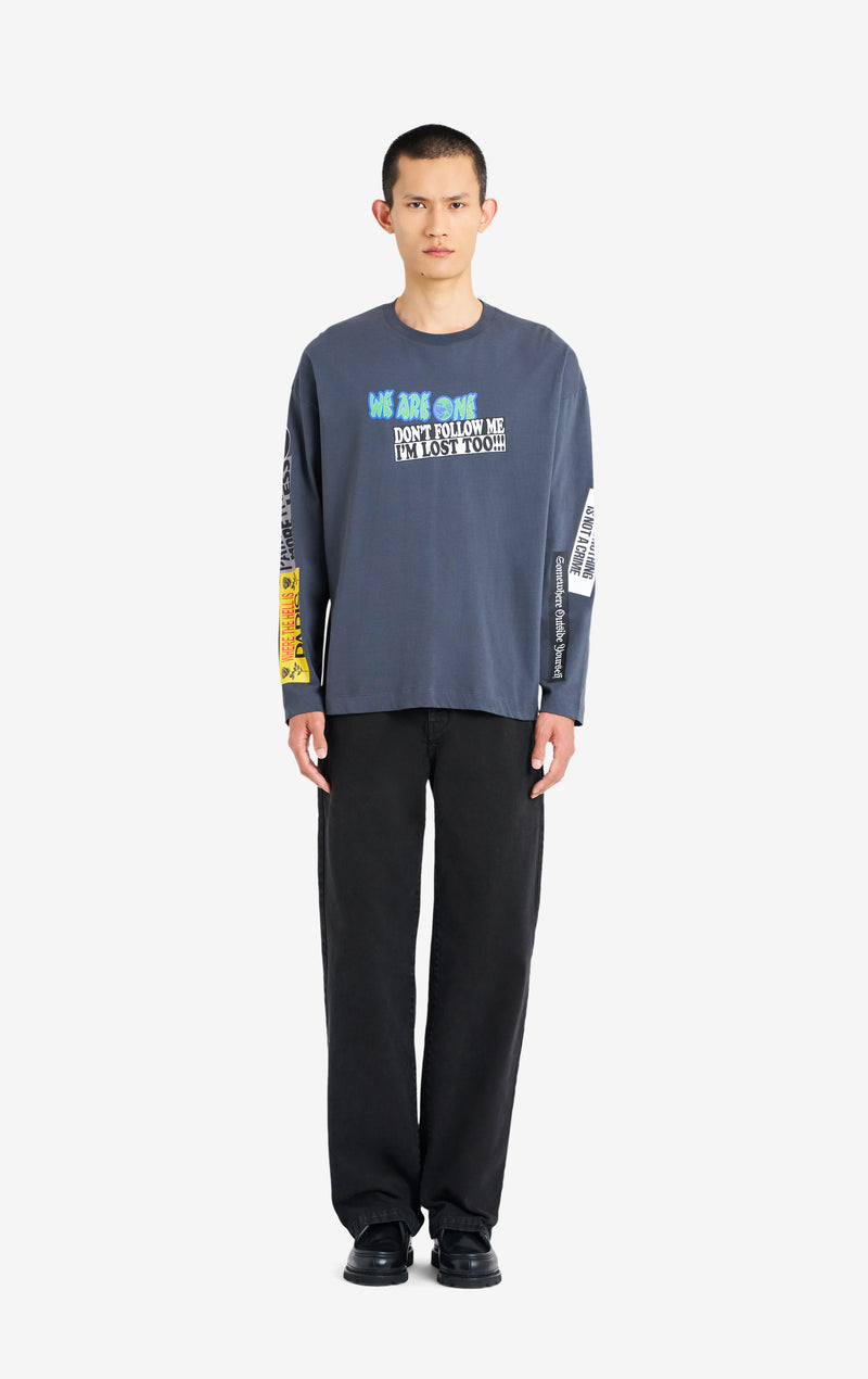 ETUDES STUDIO RELAX LS TEE SHIRT STICKERS DK GRIS 2