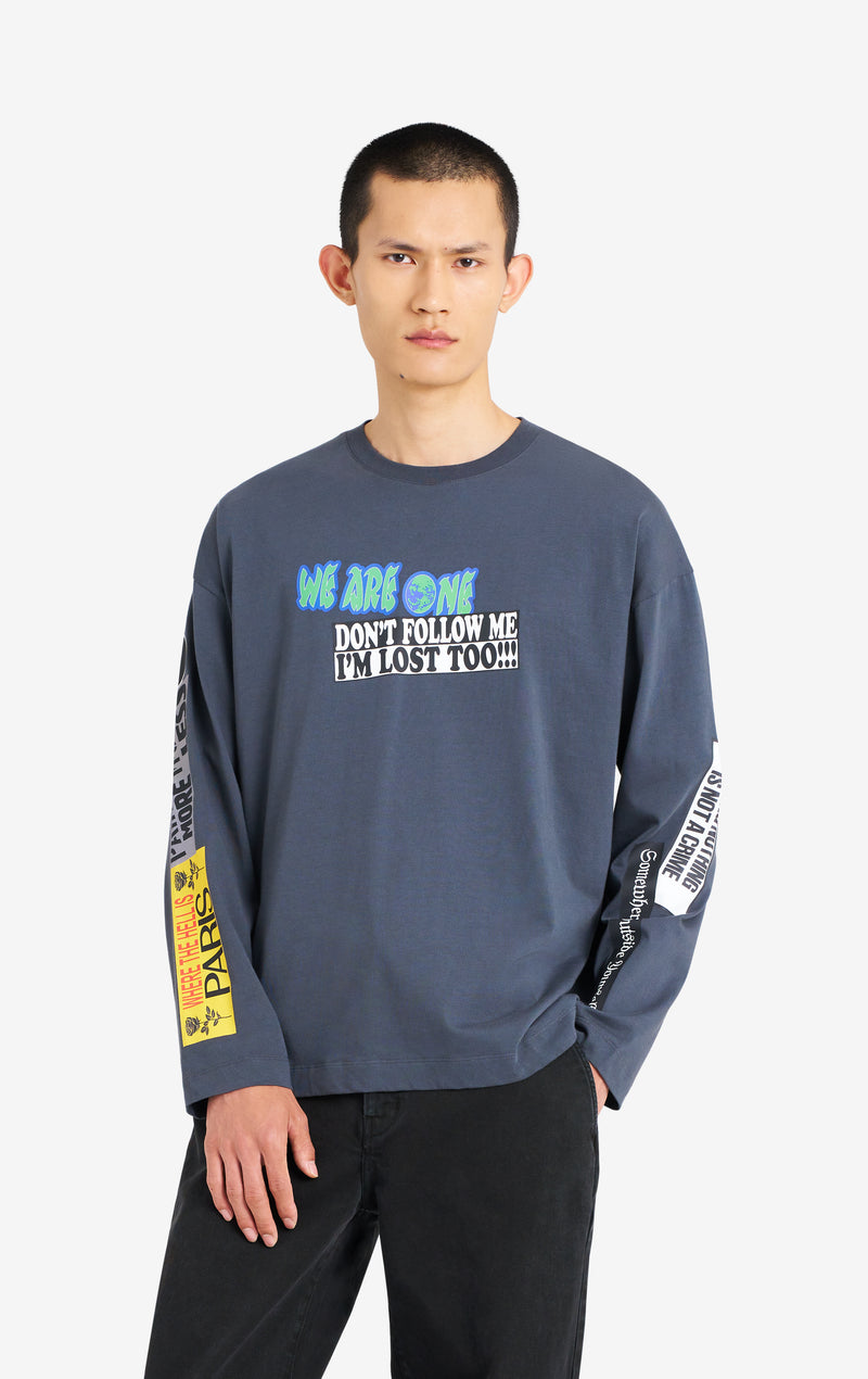 ETUDES STUDIO RELAX LS TEE SHIRT STICKERS DK GRIS 3
