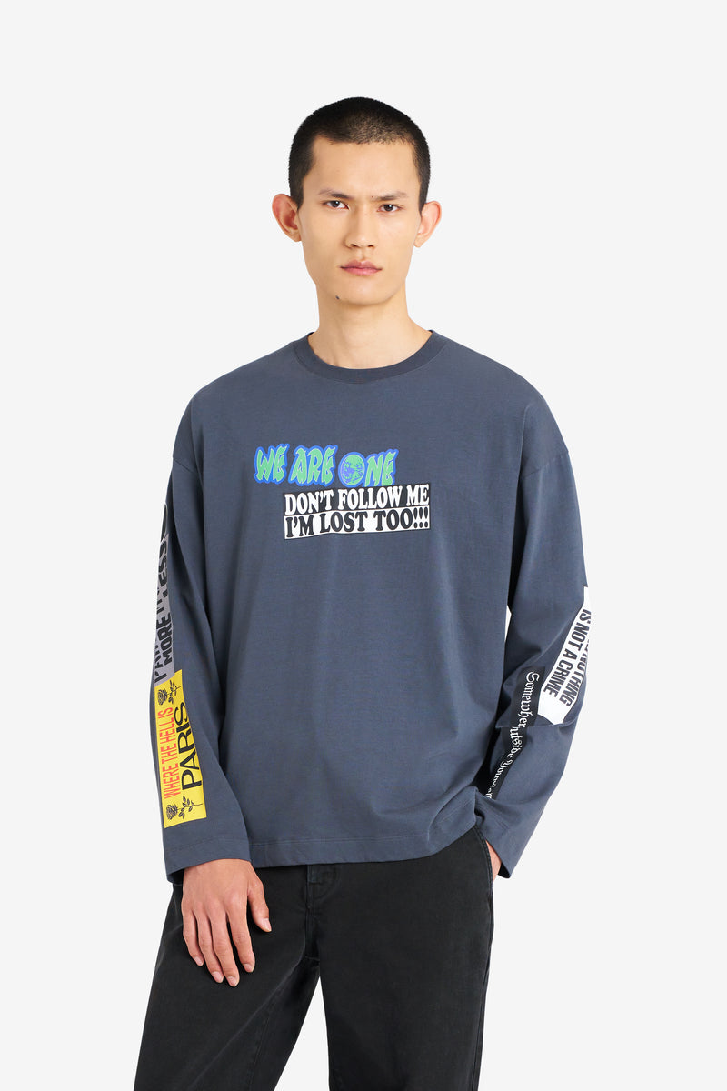 RELAX LONG SLEEVES TEE SHIRT STICKERS DARK GREY ANTHRACITE 3