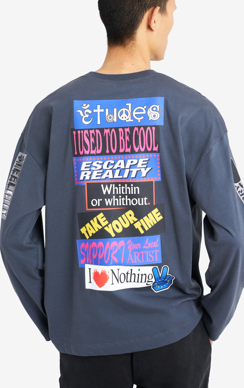 ETUDES STUDIO RELAX LS TEE SHIRT STICKERS DK GRIS 4