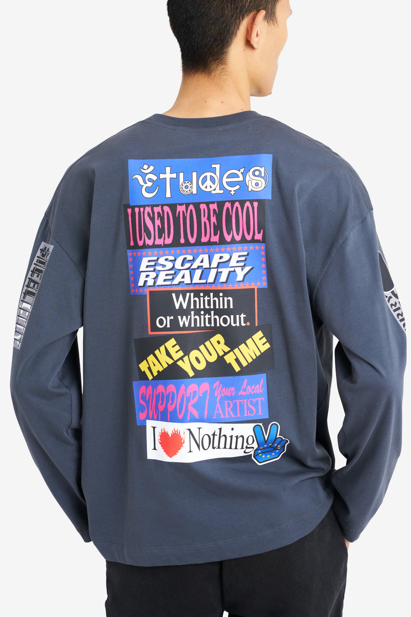 RELAX LONG SLEEVES TEE SHIRT STICKERS DARK GREY ANTHRACITE 4