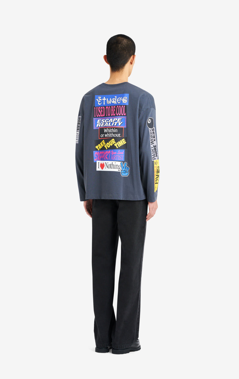 ETUDES STUDIO RELAX LS TEE SHIRT STICKERS DK GRIS 5