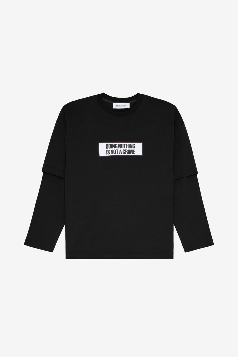 DOUBLE SLEEVES TEE SHIRT NOT A CRIME BLACK BLACK 1