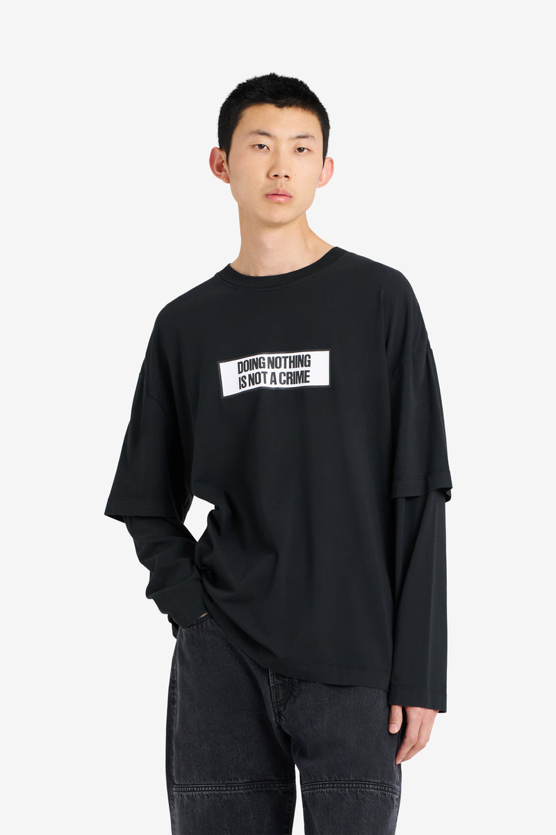 DOUBLE SLEEVES TEE SHIRT NOT A CRIME BLACK BLACK 3