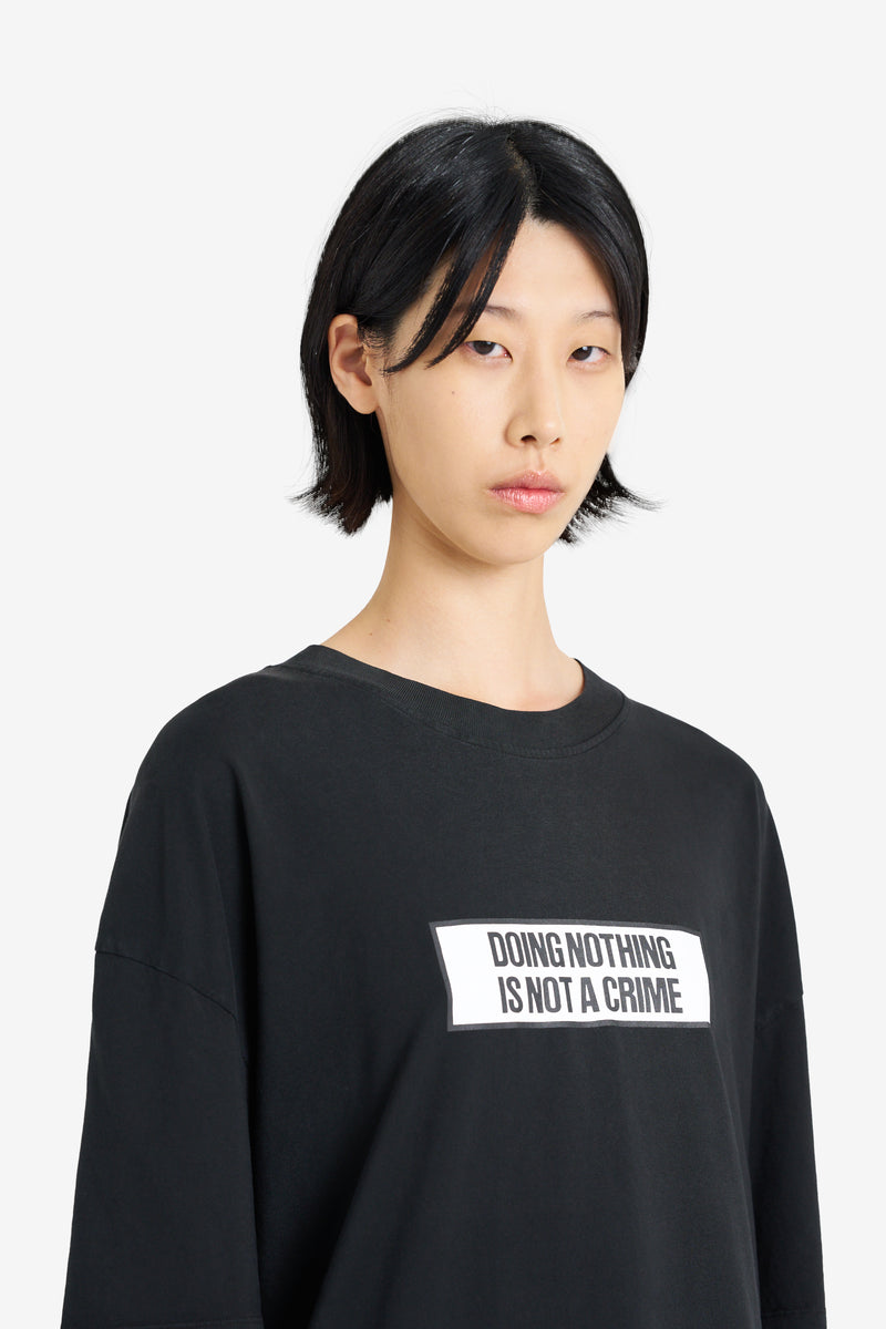 DOUBLE SLEEVES TEE SHIRT NOT A CRIME BLACK BLACK 7