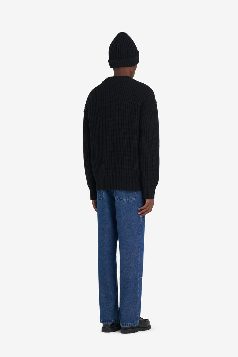 RIBBED ROUND NECK EUROPA BLACK 4