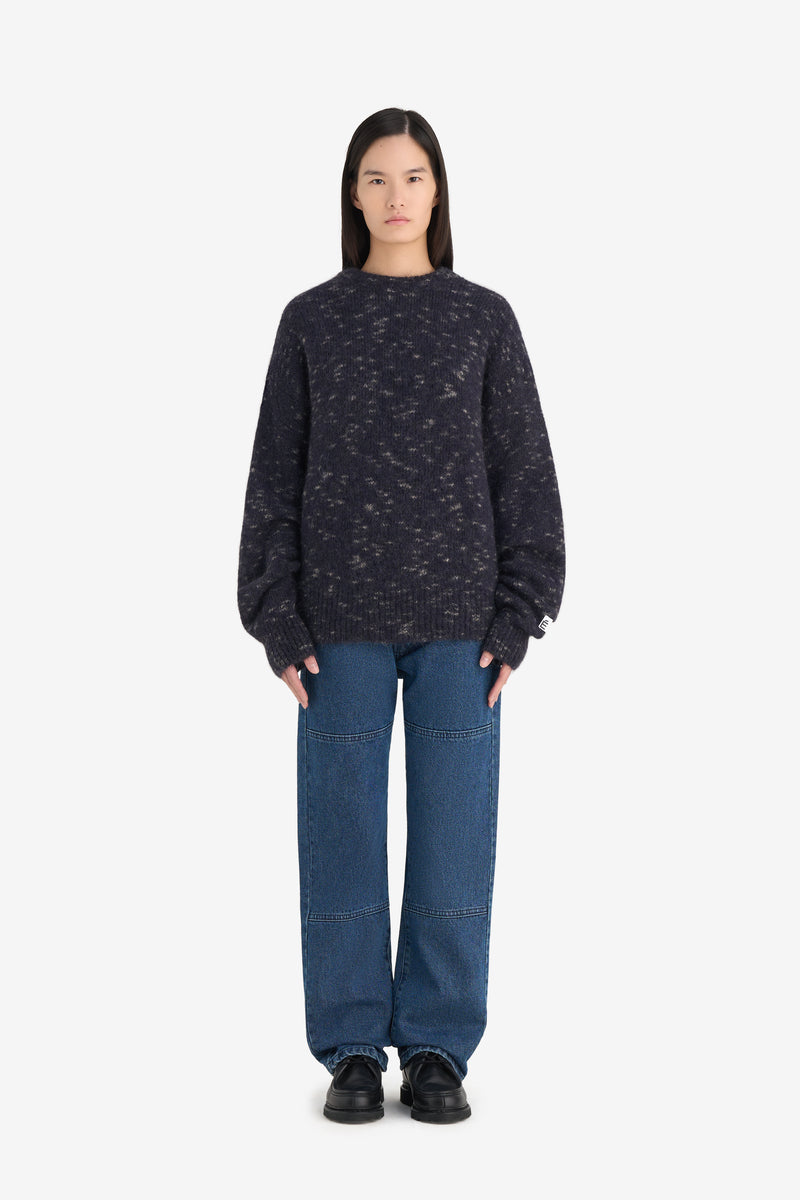 MOHAIR ROUND NECK NAVY 5