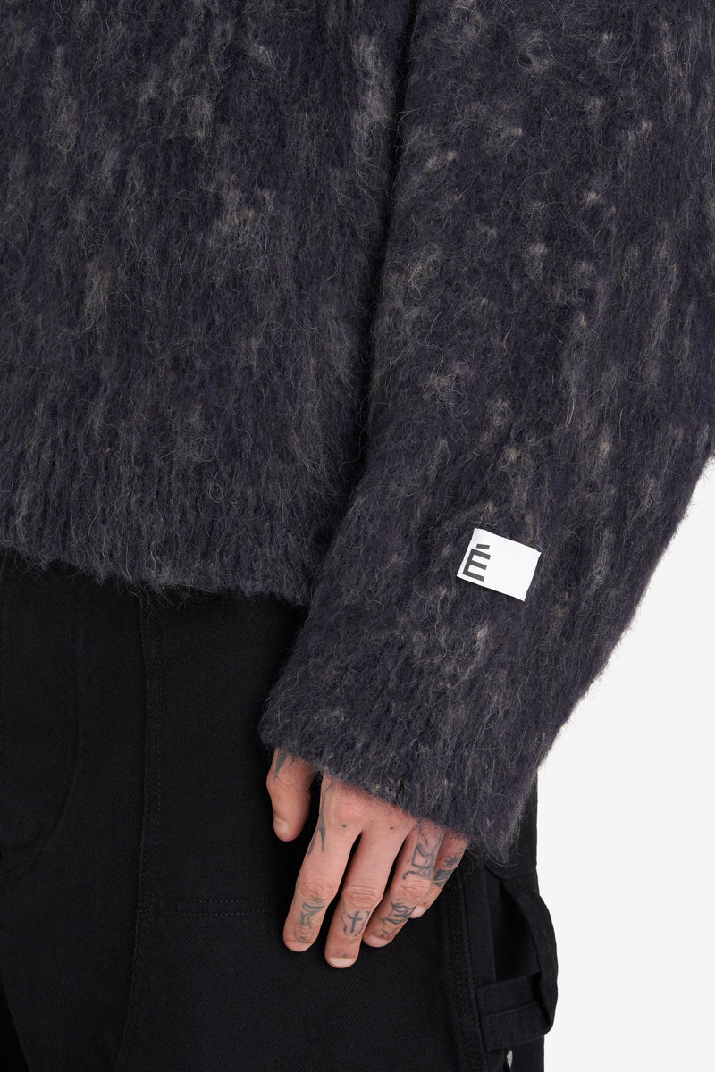 MOHAIR ROUND NECK NAVY 8