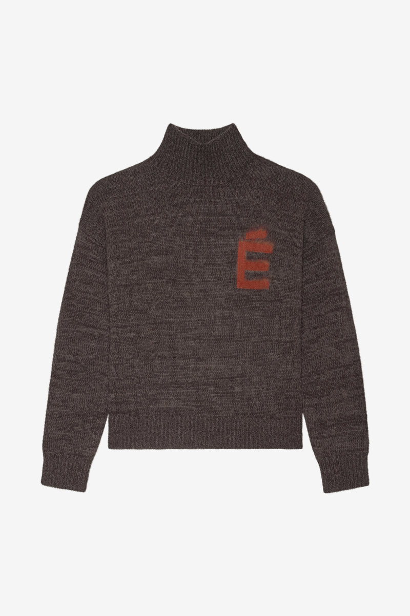 FUNNEL NECK SWEATER É DK BROWN 1