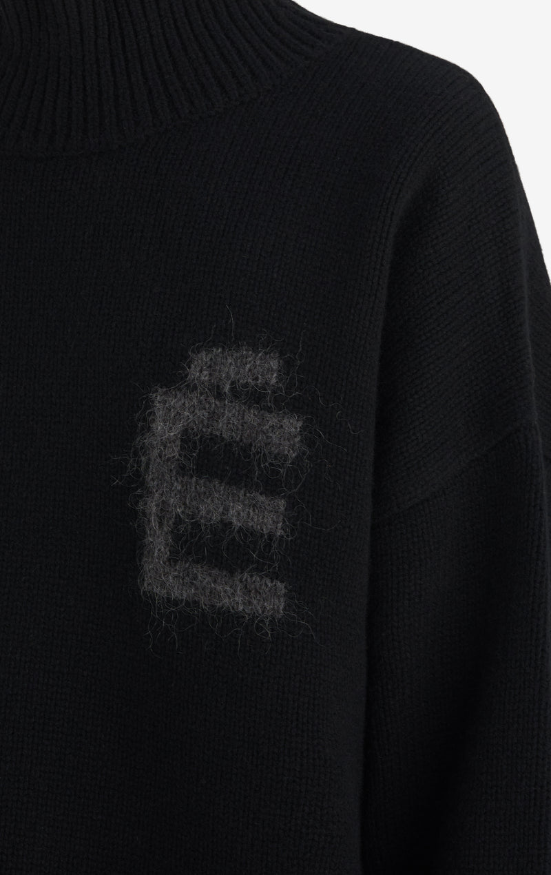 FUNNEL NECK SWEATER É T1 / BLACK