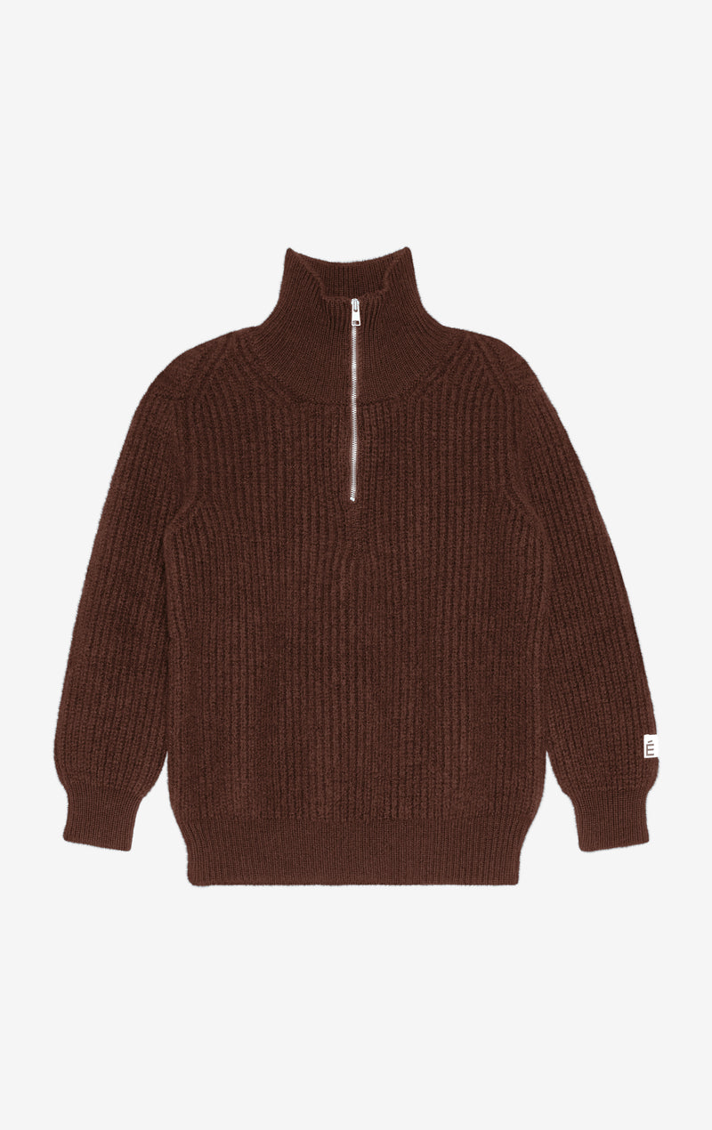 ETUDES STUDIO MILITARY RIB HALF ZIP DARK BROWN 1