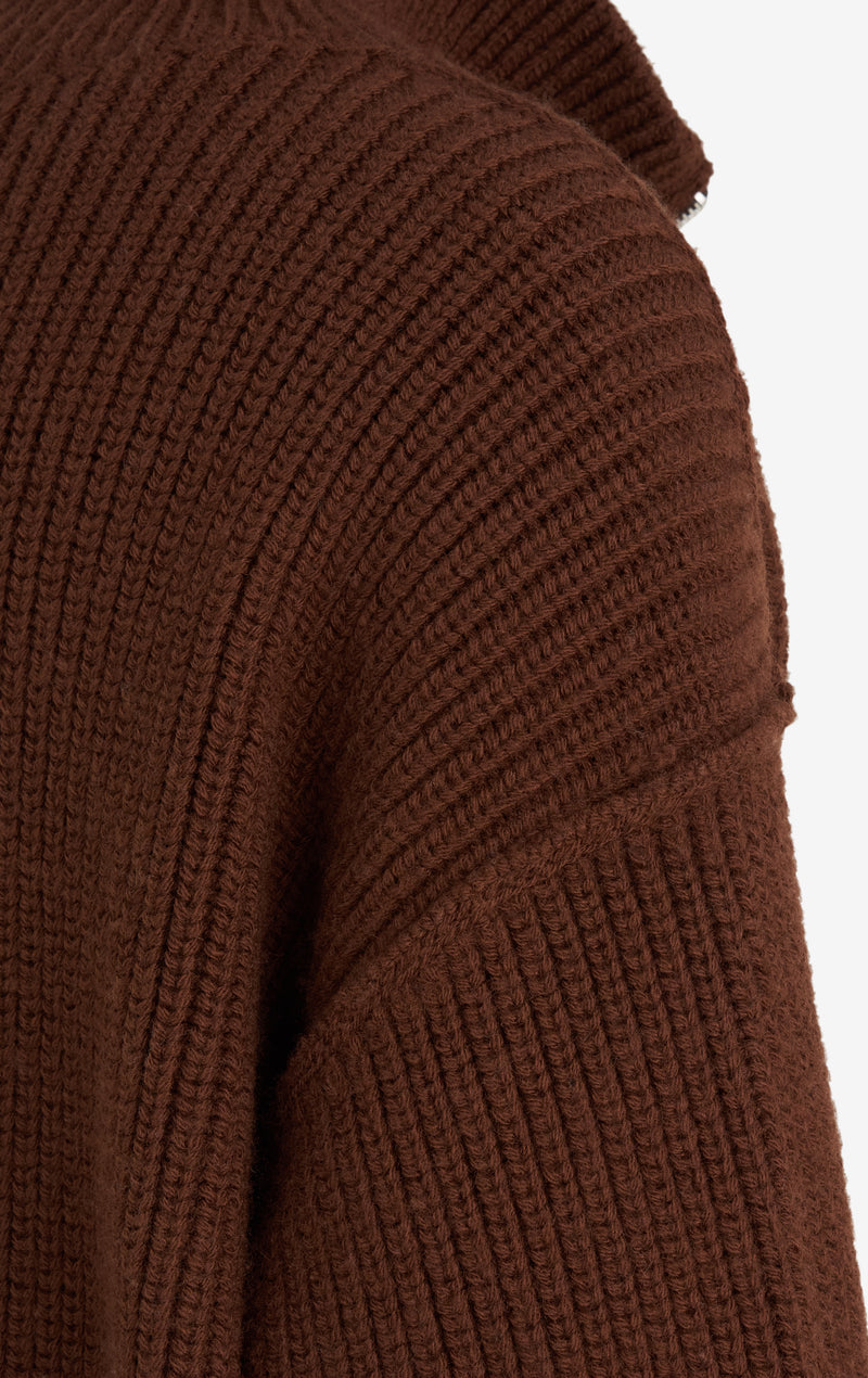 ETUDES STUDIO MILITARY RIB HALF ZIP DARK BROWN 5