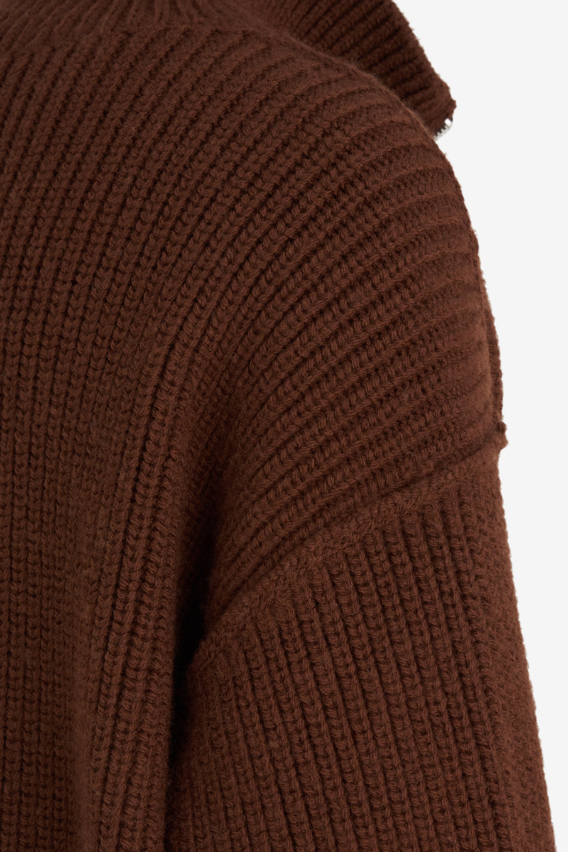 MILITARY RIB HALF ZIP DK BROWN 8