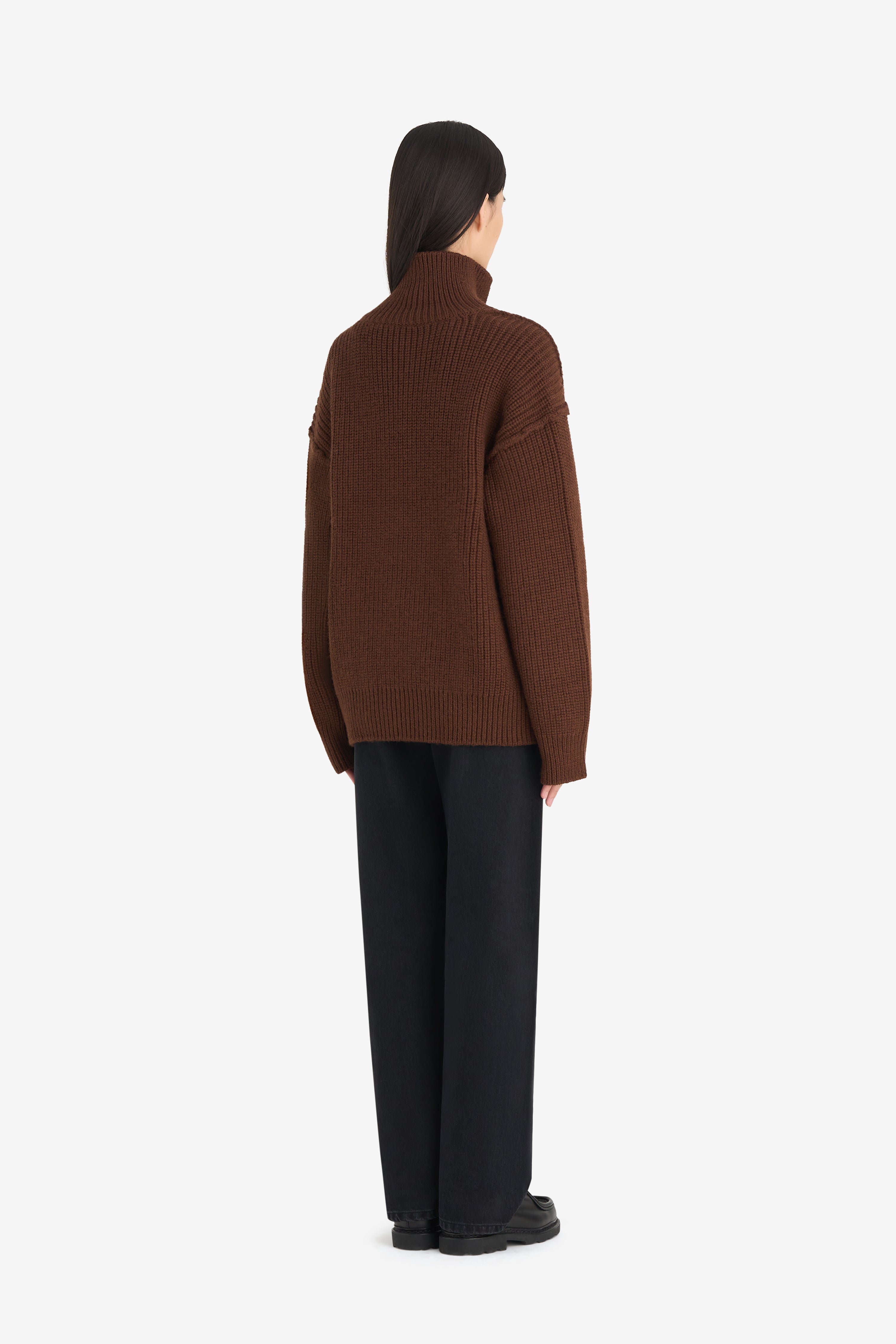 MILITARY RIB HALF ZIP DK BROWN | Études Studio