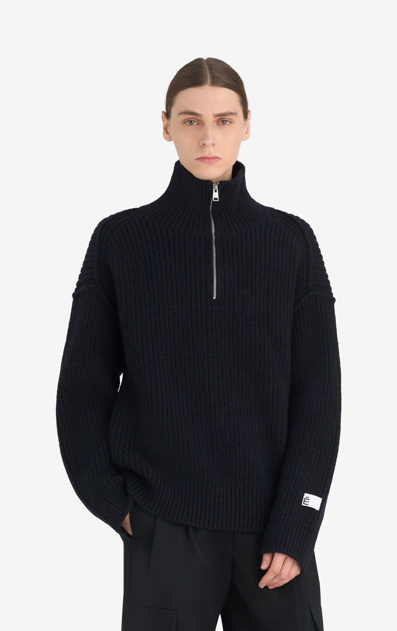 MILITARY RIB HALF ZIP T1 / BLACK