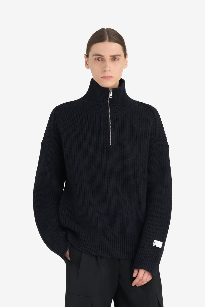 MILITARY RIB HALF ZIP BLACK 2