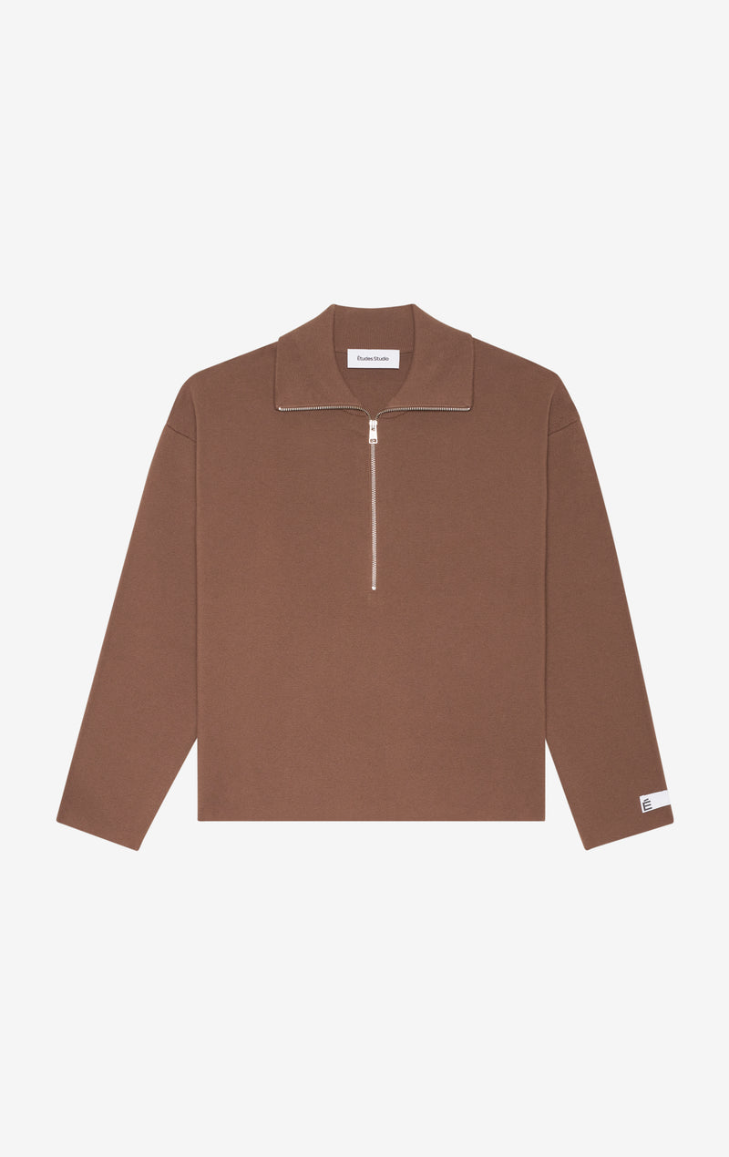 ETUDES STUDIO MILANO HALF ZIP BROWN 1