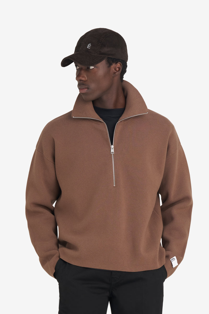 MILANO HALF ZIP BROWN 2