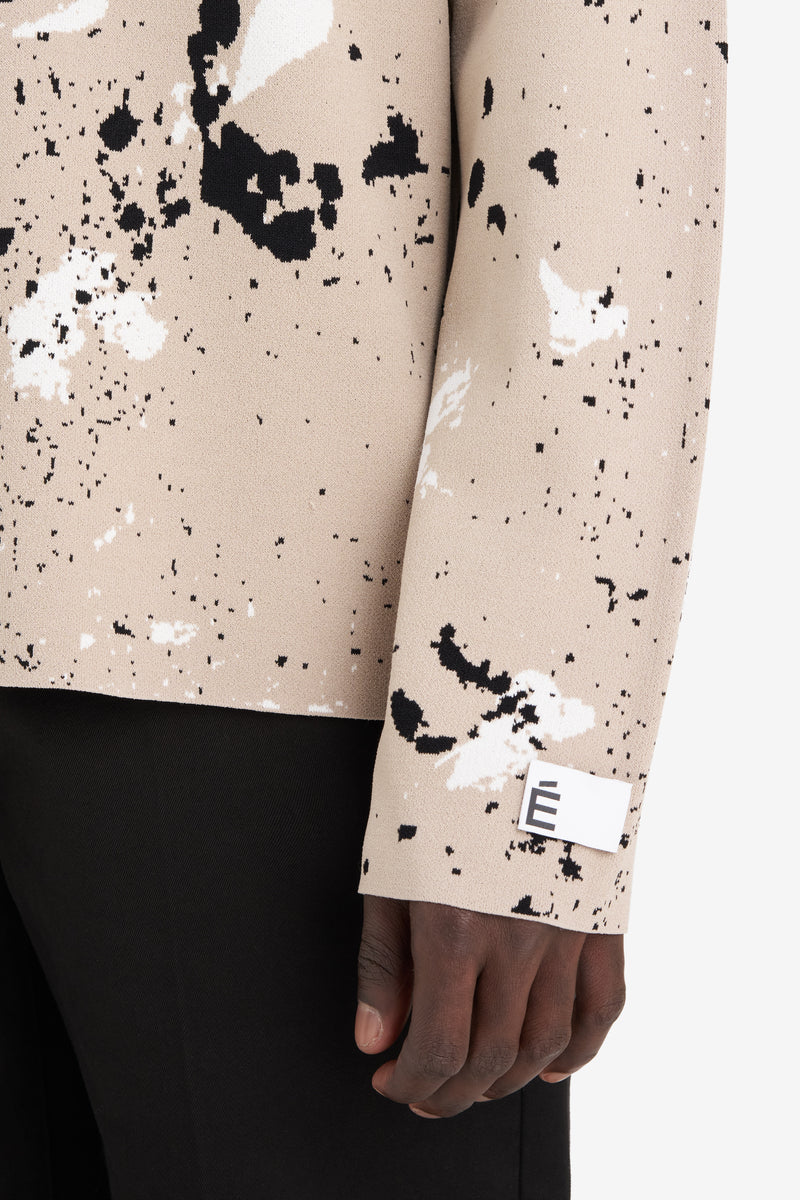 JACQUARD LONG SLEEVES ROUND NECK SPLASH BEIGE 5