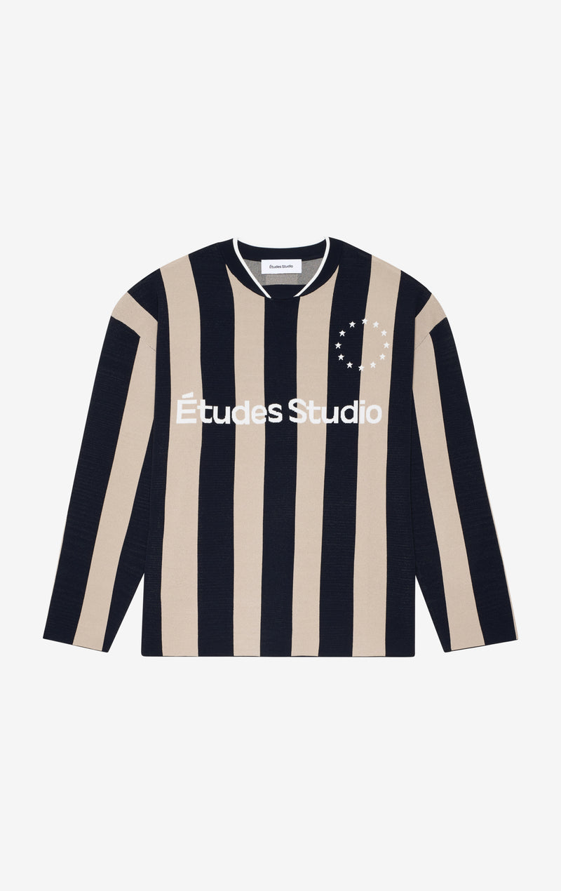 ETUDES STUDIO SOCCER LONG SLEEVE T-SHIRT STRIPED NAVY 1