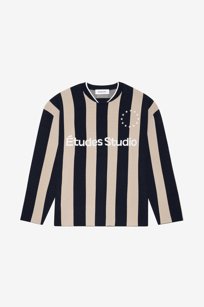 SOCCER LONG SLEEVES T-SHIRT STRIPED NAVY 1