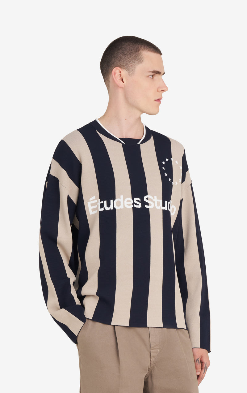 ETUDES STUDIO SOCCER LONG SLEEVE T-SHIRT STRIPED NAVY 3