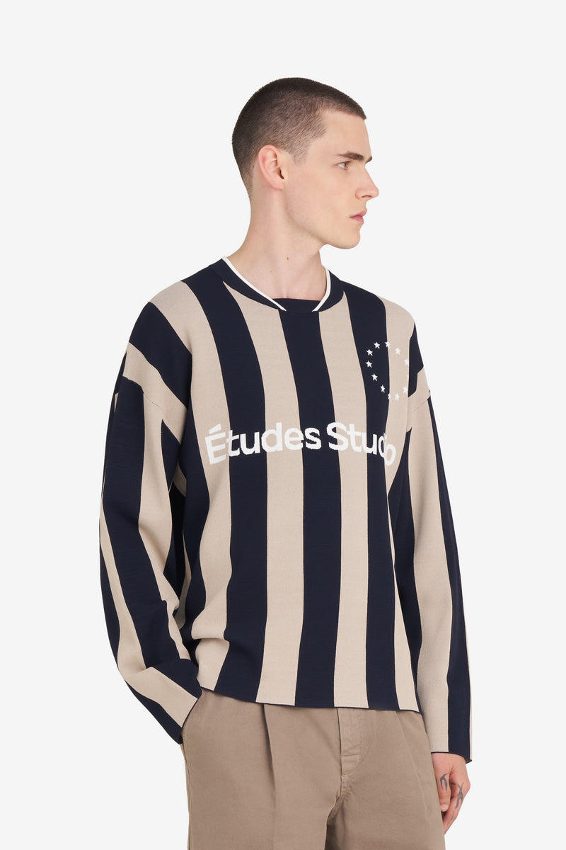 SOCCER LONG SLEEVES T-SHIRT STRIPED NAVY 2