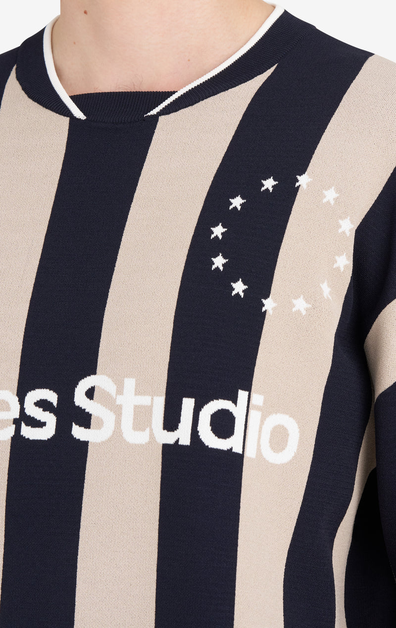ETUDES STUDIO SOCCER LONG SLEEVE T-SHIRT STRIPED NAVY 6