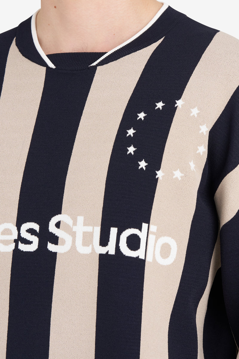SOCCER LONG SLEEVES T-SHIRT STRIPED NAVY 6