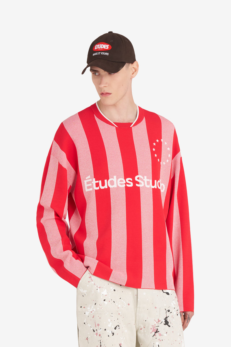 SOCCER LONG SLEEVES T-SHIRT STRIPED RED 2