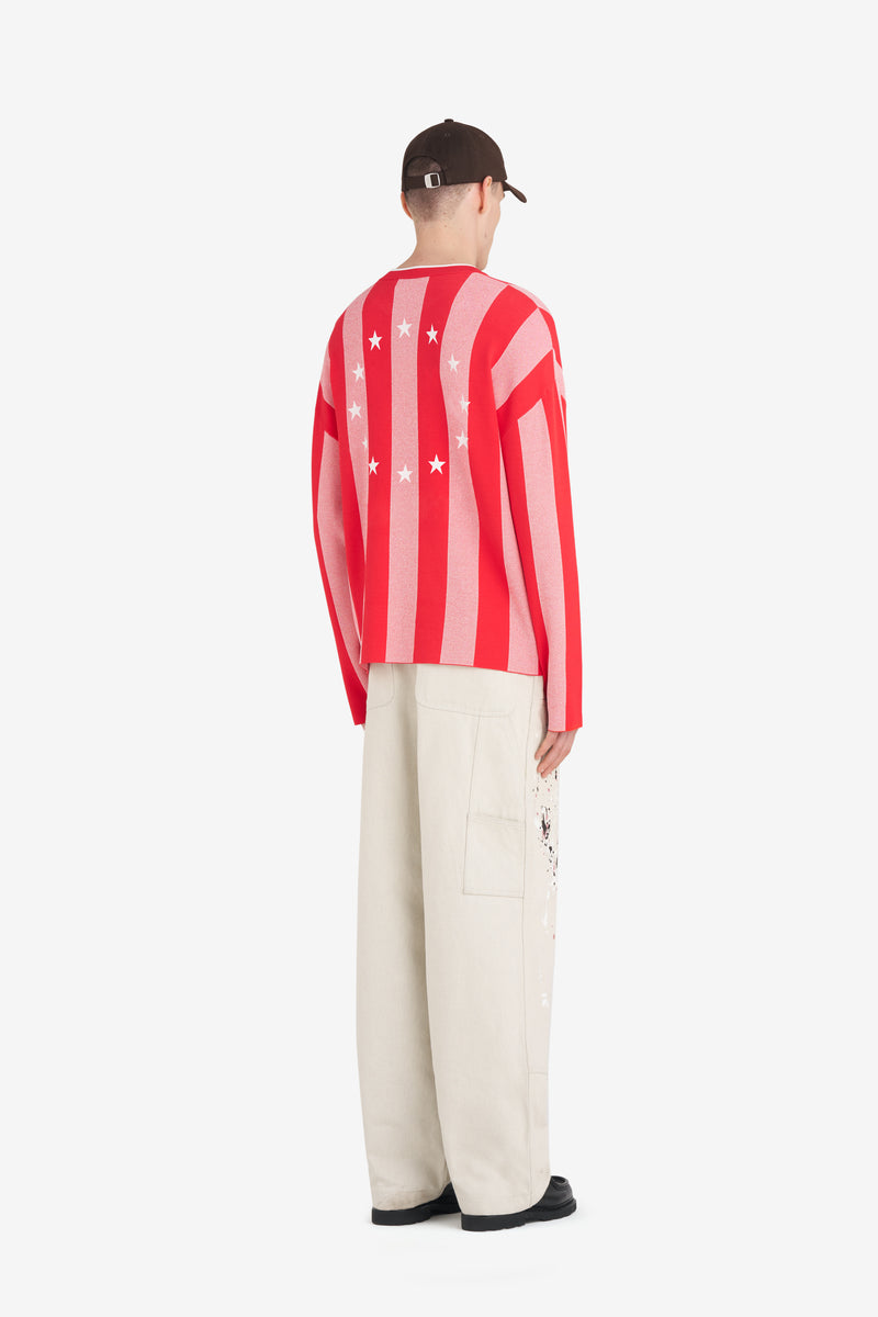 SOCCER LONG SLEEVES T-SHIRT STRIPED RED 5