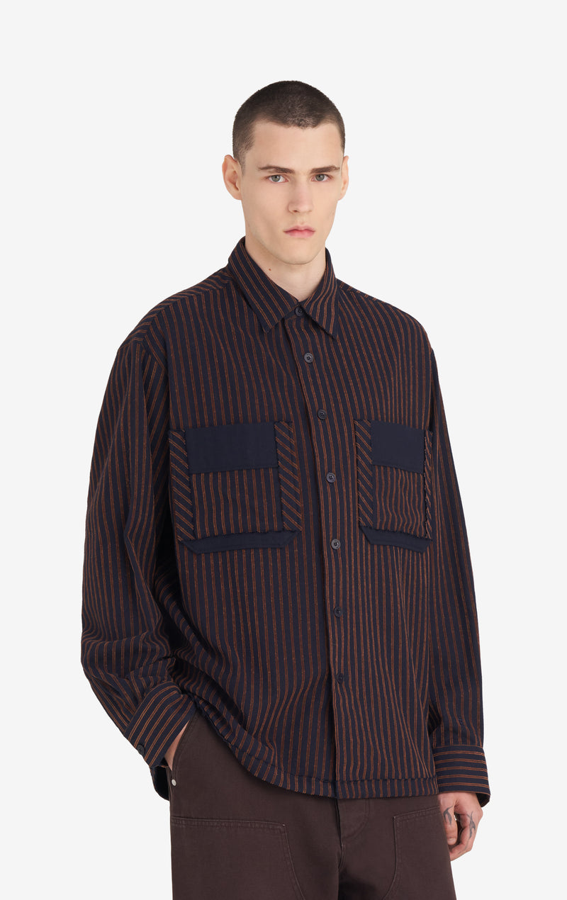 ETUDES STUDIO FLANNEL SHIRT STRIPED NAVY 2